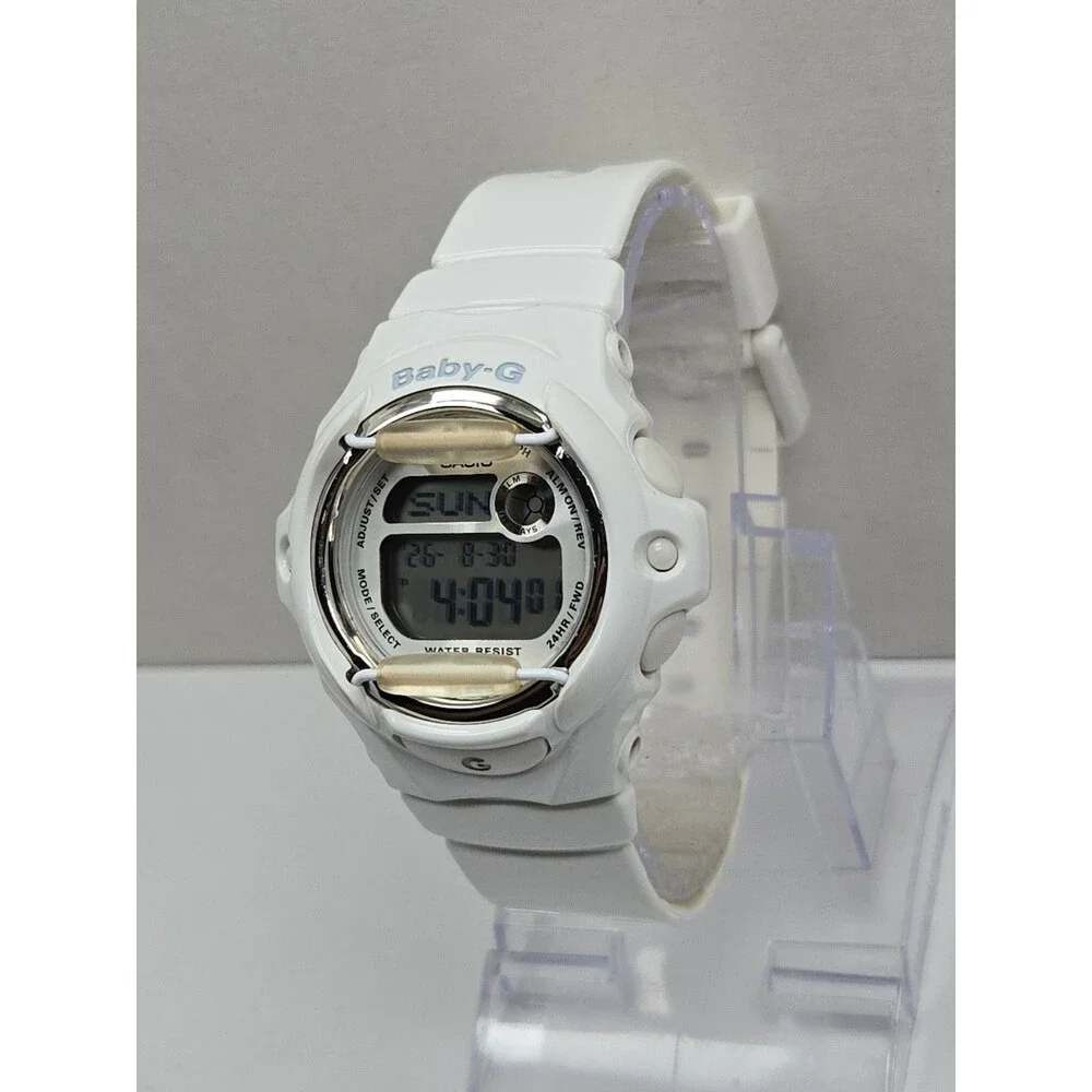 Casio Baby G Shock White Silver Digital Womens Y2K Sports 43mm Watch Alarm Timer